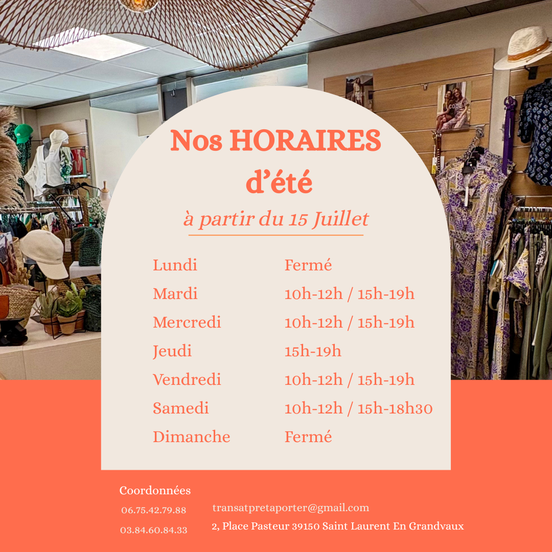 horaires été 2025